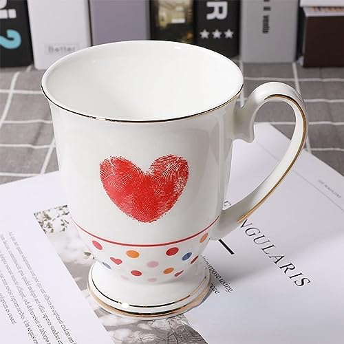 VollfitYYu Kaffeetasse Kaffeebecher aus Porzellan,300ml Keramiktasse Blumenmotiv Teetasse mit Griff Milchbecher Kakaobecher Muslitasse Für Zuhause Büro Café (Herz)