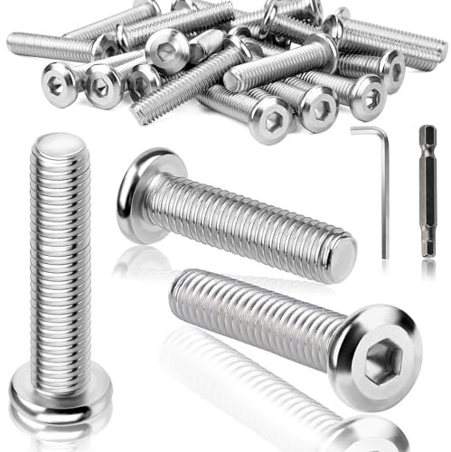 TXXATX 25 Piezas Tornillos de Cabeza Plana M6x40mm Acero Inoxidable Tornillos de Cabeza Avellanada con Hexágono Interno Rosca Completa con Llave y Punta de Destornillador para Montaje Mantenimiento