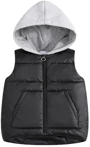 SEAUR Gilets à Capuche Hiver Enfant Fille 7-13 Ans Manteau sans Manche Fille Garçon Chaud Veste sans Manches Léger Mi-saison