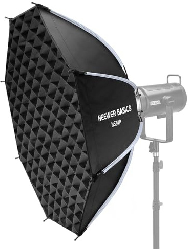 NEEWER Basics NS34P - Kit Octogonal de softbox para fotografía de Estudio, grabación de Video, transmisión de grabación de Video, liberación rápida, Caja de luz Bowens, Caja de luz de liberación