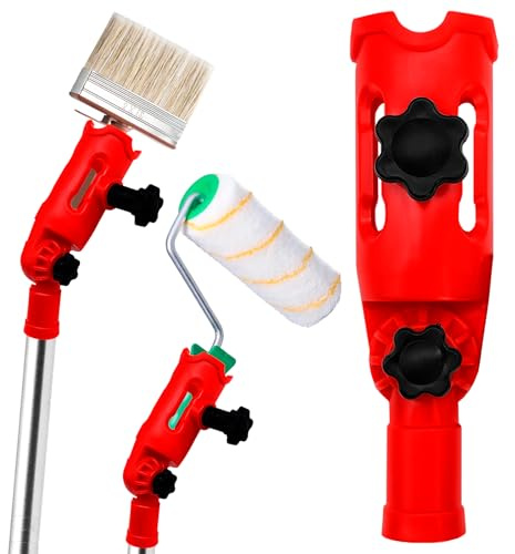 Adaptador de Extensión para Rodillo de Pintura, Soporte Multiángulo para Brocha, cabezal articulado para postes telescópicos, techos altos y paredes, instalación sin herramientas
