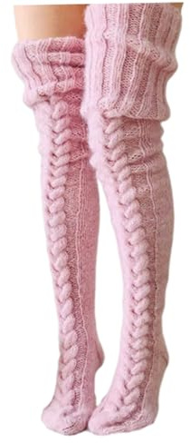 AZIDWERYQ Mujeres calles altos altos extravorados sobre calcetines de rodilla calentadores de piernas de invierno 85 cm 1 parada de rodilla alta