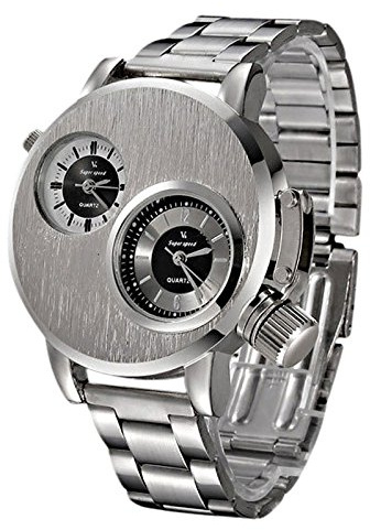 Handledskvarts herr datum sport analog rostfritt klocka herrklocka stoppur handled, SILVER, En storlek