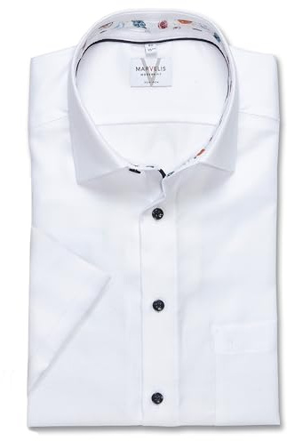 Marvelis New Kent 720712 Chemise d'affaires à manches courtes pour homme, couleur unie, coupe moderne