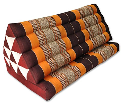 Wilai 81116 Kapok Thaikissen, Dreieck XXL mit 1 Auflage (braun/orange)