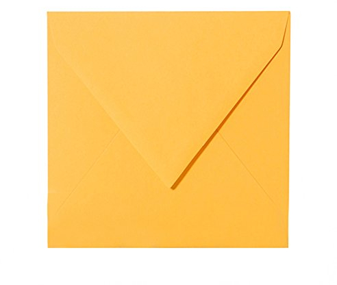 Paper24 25 Briefumschläge quadratisch 155x155 mm, 120 g/qm, Umschläge 155x155 mm in Gelb-Orange
