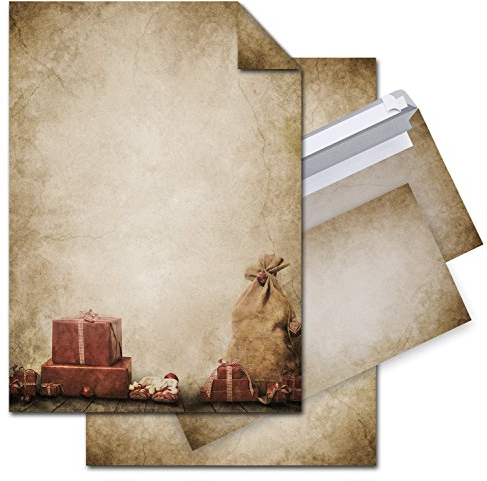 Logbuch-Verlag 50 x nostalgie Briefpapier Weihnachten + 50 Umschläge - Weihnachtspapier für Weihnachtsgrüße Geschäftsbrief DIN A4