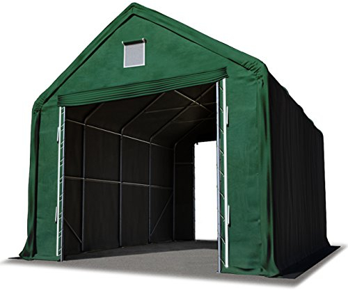 TOOLPORT Lagerzelt 4x8 m/Seitenhöhe 3m Zelthalle Industriezelt feuersichere PRIMEtex PVC Plane 2300 N dunkelgrün