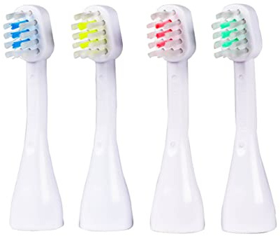 emmi-DENT Ultraschall Aufsteckbürsten S4 in Blau, Weiß, Rot & Mint I 4er Set für Platinum Zahnbürste I Kinder & kleine Kiefer I Sanfte Reinigung I Kompatibel mit emmi-DENT Ultraschall Platinum-Serie