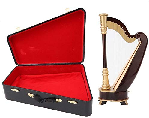 FTVOGUE 25 cm Miniatur Holz Harfe Modell Musikinstrument Modell Musikgeschenke Wohnkultur Ornamente mit Aufbewahrungsbox
