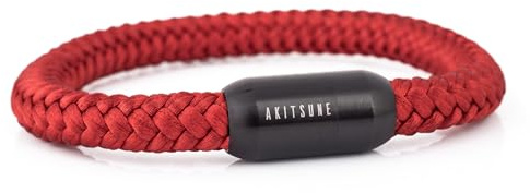 Akitsune Portus segelrep armband | magnetisk kapselstängning armsmycken damer ankare män maritim – svart e rostfritt stål, colore: Matt svart vinröd, cod. AK-B-POR-15-18
