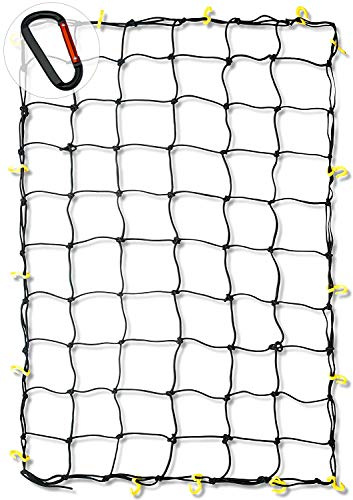 NEIKO 50971A 4'x6' Super Duty Cargo Net, Bungee Net with 16 Detachable Hooks and 4 Carabiners, 4x4 Mesh for Protecting Small Items, SUV, ATV/UTV, RV, Pickup Truck Bed and Trailer