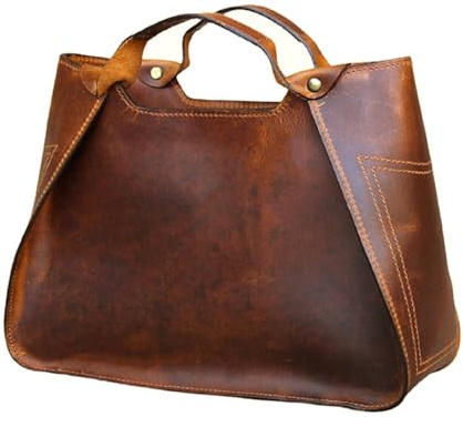 Tannery Genuine Full Grain Leather Tote Bag for Women – Large Shoulder Handbag with Adjustable Strap, Satchel Purse for Work, Travel & Daily Use – Red Brown