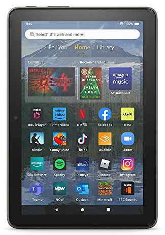 Amazon Fire HD 8 Plus tablet | 8-inch HD display, 32 GB, 30% faster processor, 3 GB RAM, wireless charging, 2022 release, with ads, Grey