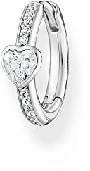 Thomas Sabo boucles d'oreilles créoles simples avec coeur et pierres blanches argent sterling 925 CR692