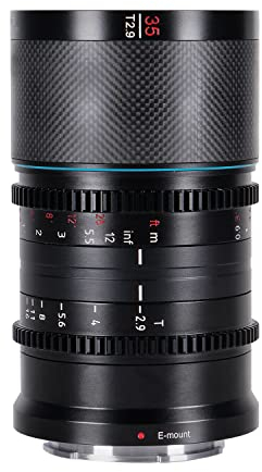 SIRUI Saturn 35mm T2.9 1.6X Vollformat Kohlefaser Amorphe Prime Linse Objektiv, Leichte Kinolinse Objektive Lens Lenses für Drohnen, Handgehaltene Gimbal-Stabilisatoren (E Mount,Blue Flare)