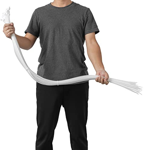Armpow 20pcs 1500mm x 9mm Long Heavy Duty Cable Tie Wide UV Resistant 80 KG Tensile Strength Ultra Strong Nylon Plastic Self Locking Extra Long Zip Tie Wraps((9mm x 1500mm, White)