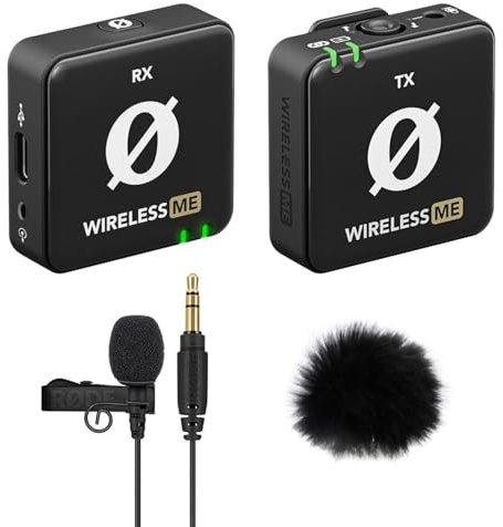 RØDE Wireless ME Wireless Microphone System + Lavalier GO Black + Keepdrum Fur Windscreen