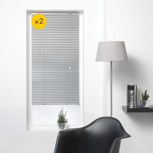 CDAFFAIRES Lot de 2 Stores sans perçage à lamelles 40 x 130 cm venitien Argent