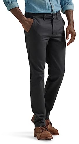 Lee Men's Flat Front Slim Straight Pant, Black, 36W x 29L