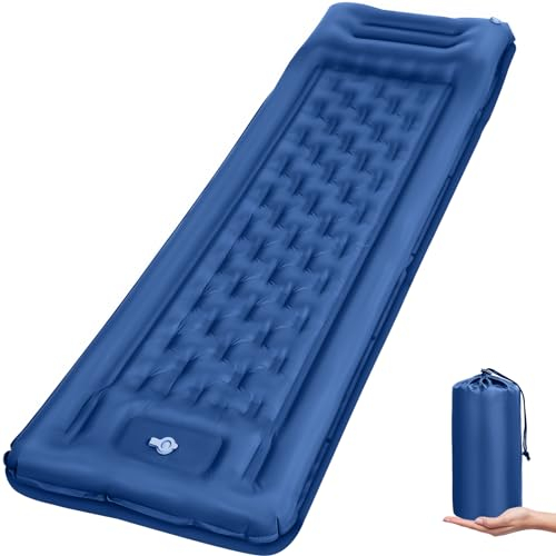 Haksimey Isomatte Selbstaufblasend Luftmatratze Camping,12cm Dicke aufblasbare Camping Matratze,72 * 200cm Air Mattress mit Kopfkissen und Fußpumpe,Schlafmatte für Wandern,Strand,Outdoor und Zelt