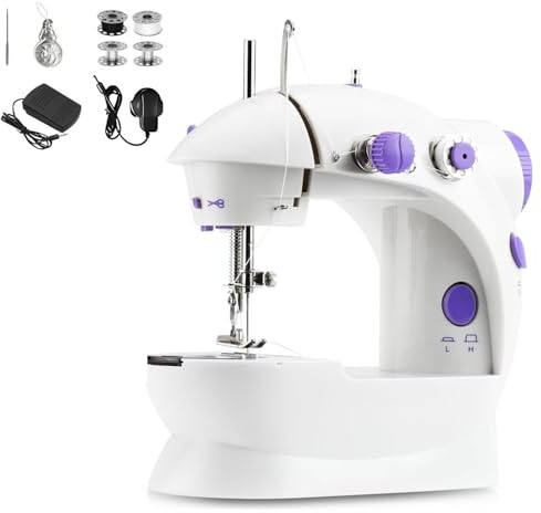 Mini Sewing Machine, 2 Speed Adjustment Sewing Machine With Extension Table And Built-in Sewing Light, Hand Sew Machine for Beginners is Safe And Space Saving