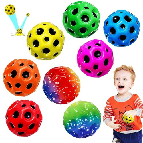 XUNIVERS 8 Stück Moon Ball,Hohe Springender Gummiball,Hüpfende Bälle in 8 Farben,Planeten Hüpfbälle Leicht zu Greifen,Geschenke für Jungen und Mädchen,Kids Party Gift