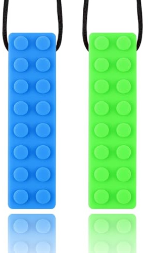 Vicloon Masticar Collar, 2PCS Silicona Masticar para Niños, Collar de Masticación Sensorial, Collar Mordedor Silicona Para Niños Niñas, Juguetes de Mordedores ADHD, SPD, ASD/SD, Autismo TDAH SPD