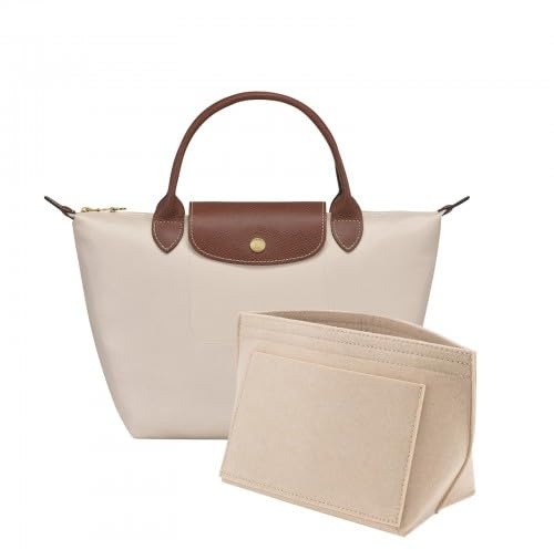 Wisebom Organiseur de Sacs Longchamp, Feutre Multi-Poches, Poche Intérieure Téléphone Clés Tasse (Beige, S)
