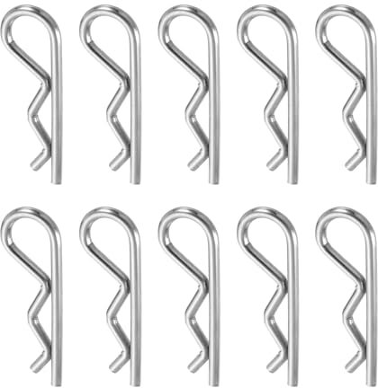 QUARKZMAN 10 Pcs Pasador Enganche, 3mm x 50mm Clips R 304 Acero Inoxidable Pasadores Retención Alfileres Pelo Juego Pasadores Chaveta, Plateado