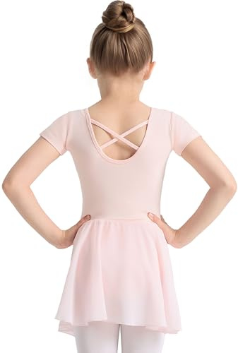 TinyChoice Ballet Leotards for Girls Ballet Dress for Toddler & Ballet Outfit with Criss-Cross Back, Ballet Pink, 8-9Y