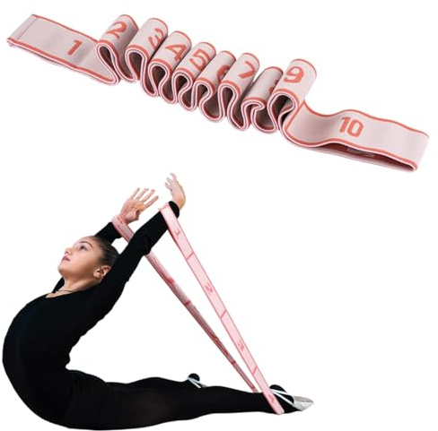 GVEYIQK Correas para Yoga, Banda de Estiramiento de Yoga con 10 Bucles, Bandas Elásticas de Resistencia, Cinta de Yoga Estiramiento para Fitness, Pilates y Gimnasia