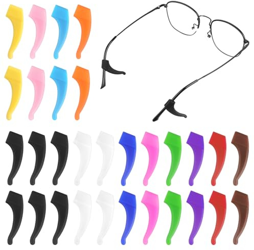ElevateTech 15 Pairs Eyeglass Ear Grips Hook Multicolored Adults Sport Anti Slip Eyeglasses Strap Holder Eyewear Retainer Silicone Glasses Hooks Eyeglass Temple Tip Accessories
