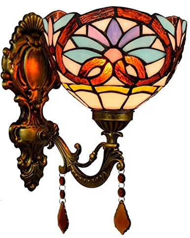 YRYRYW Stile Lampada a Parete da Comodino Barocco a luci Single Fatte a Mano in Vetro in Vetro Sconce da Parete Vintage Le luci da Parete per corridoio Soggiorno Camera da Letto Bar Household faucets