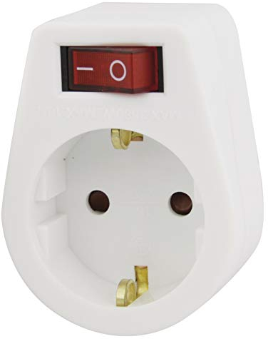 EMOS Adapterstecker mit Schalter, Weiß, erhöhter Berührungsschutz, IP 20, bis 3680 Watt
