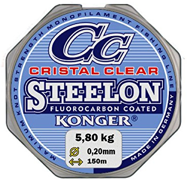 KONGER Kristallklar fluorkarbonbelagd fiskelina 0,12 - 0,50 mm/150 m, superstark monofilament -