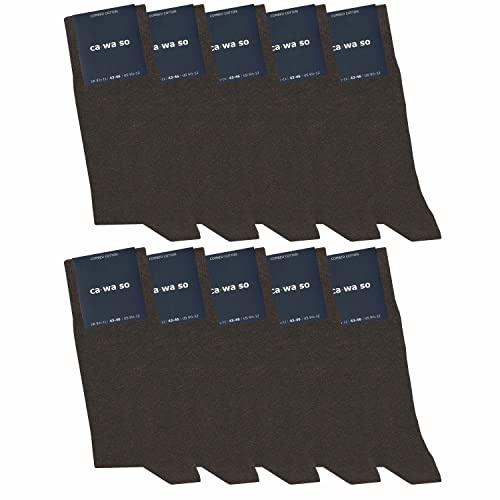 ca·wa·so Chaussettes classiques pour homme et femme (10 paires) | Sans coutures pressantes | Matériau confortable et doux | Business et loisirs (Marron, 43-46)