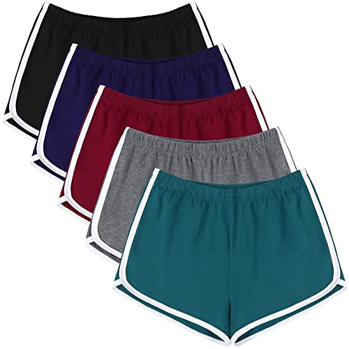 URATOT Träningsbyxor, dolphin shorts, mjuka, bekväma, ventilerande, avslappnade, cykelbyxor, vandringsbyxor, för kvinnor, 5-pack