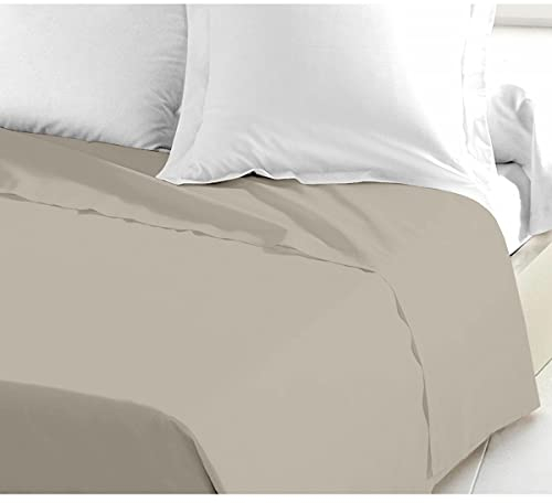Home Linge Passion Bettlaken, 1 Stück, 100% Baumwolle, 57 Fäden, 1 Person, 180 x 290 cm, Beige Creme, Elfenbeinfarben