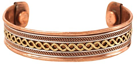 Touchstone koppararmband tibetansk stil. Handsmidda med solid och hög tjocklek koppar smycken manschett för kvinnor män., 16.76 centimeters, Koppar och mässing, Ingen ädelsten