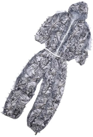 Traje Ghillie de Nieve 3D, Traje Ghillie de Caza Diseño único de Camuflaje de Nieve Realista en 3D para Fotografía de Tiro en la Jungla