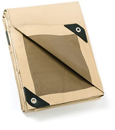 GUARD SHIELD Telone di copertura in tessuto con occhielli, 3 x 4 m, 160 g/㎡, beige/cachi, multiuso, impermeabile, antistrappo, stabilizzato ai raggi UV, resistente alla muffa