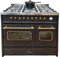 GURARI Gas Standherd 90 cm GCH E 916 Bl Retro Gasherd mit Elektro Backofen | Range Coocker 89L | 8 Funktionen | Heißluft | Grill | 5 Hochwertige Brenner | 4 kw WOK | Erdgas | Propangas