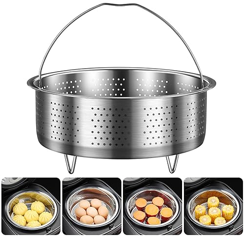 LZLUCKCOME Inserto per vapore, in acciaio inox, per cottura a vapore, per verdure, cestello a vapore, per stufare verdure, frutta uova, per pentole, padelle, cuoci riso, inserto per pentola (17,5 x