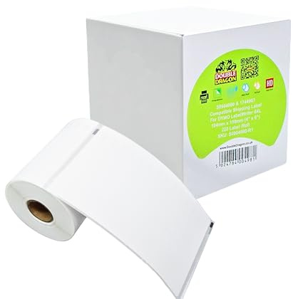 Double Dragon 1 Roll of 220 Extra-Large Thermal Shipping Labels – 104mm x 159mm (4 x 6) – Compatible with DYMO S0904980, 1744907, DYMO LabelWriter 4XL & Other Thermal Printers – Self-Adhesive