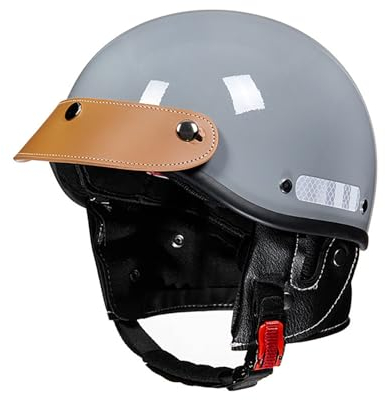 Medio Casco Retro Cascos Abiertos De Motocicleta Casco De Media Concha Para Cruiser Scooter Chopper Hombres Mujeres Casco De Motocross De Ciclismo Aprobado Por ECE D,58-62cm