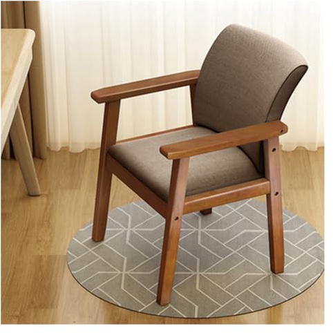 Chaises de Salle à Manger Modernes du Milieu du siècle, chaises de Salle à Manger avec accoudoirs en Bois, chaises de Cuisine en Tissu de Lin, Chaise d'appoint rembourrée avec Pied