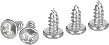 DTGN #6x3/8 Silver Screws - 25Pack - 304 Stainless Steel Pan Head Phillips Sheet Metal Screw Self-tapping Screw Wood Screws