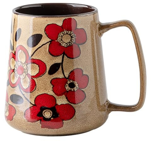 24oz Large Ceramic Coffee Mug with Big Handle, Handmade Kiln Glazed Large Coffee Mug Tea cup, Novelty Mug，Unique Uneven Surface for Office and Home，Microwave and Dishwasher Safe (khaki)