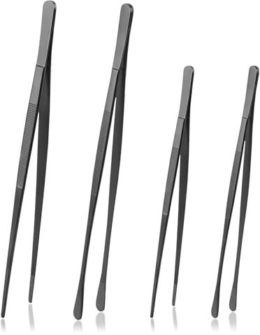 Pinzette da cucina 4 pezzi, pinzette da cucina in acciaio inox 25/30 cm, pinzette lunghe da cucina per cucinare, arrostire, barbecue e frutti di mare pinze da cucina
